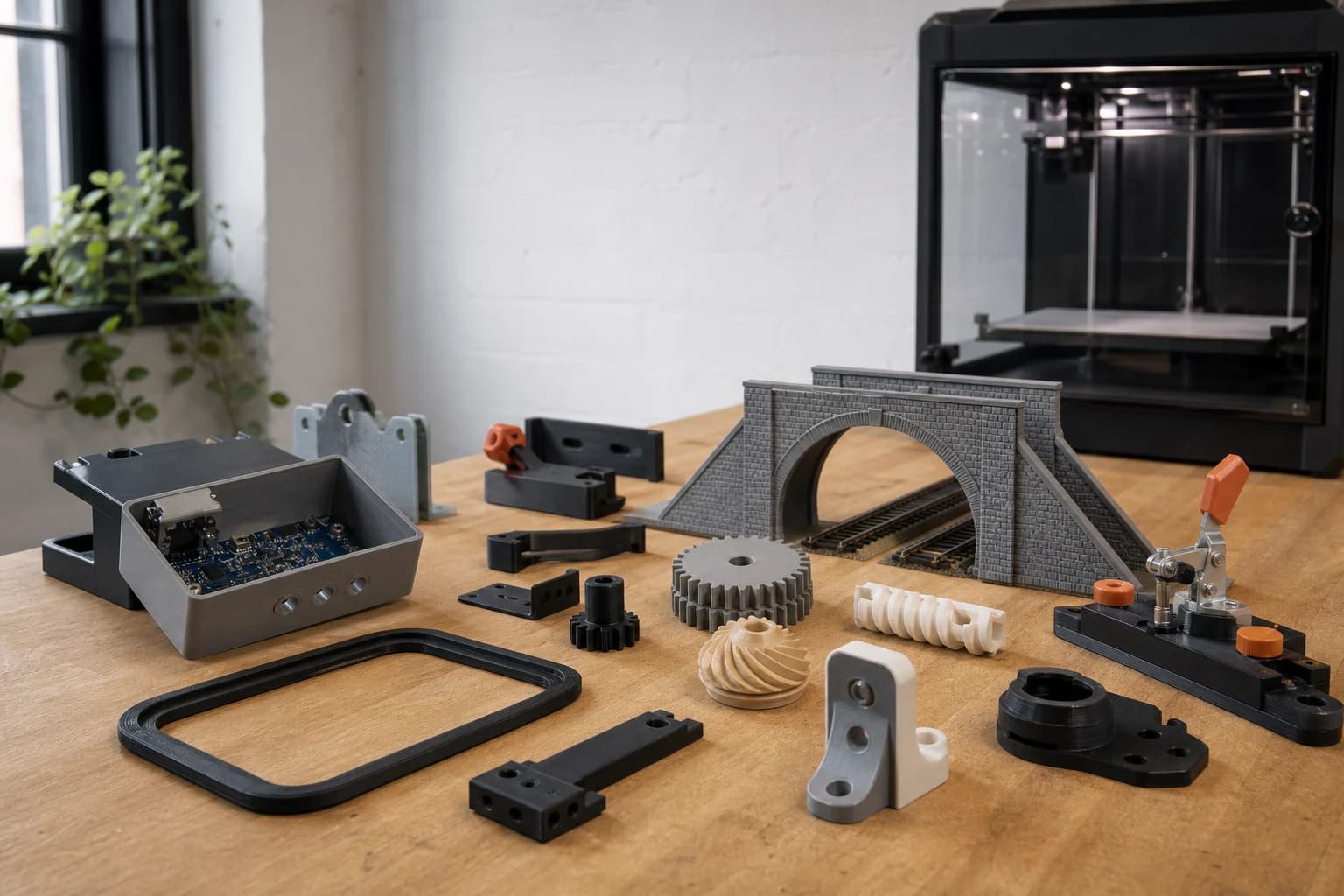 Functional brackets, enclosures, gears and flexible parts made by FDM printing