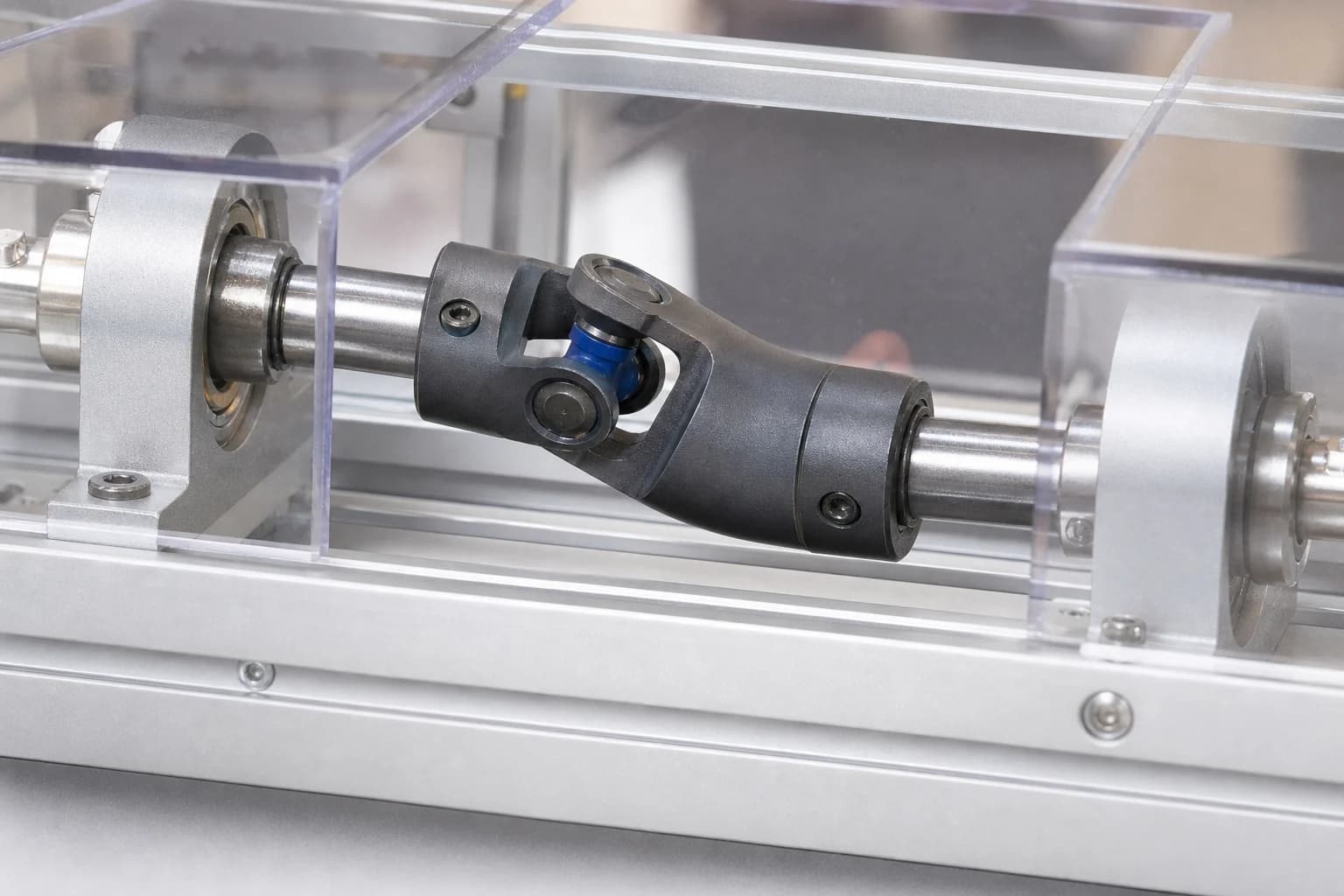 Printed universal joint connecting two offset shafts in a model mechanism
