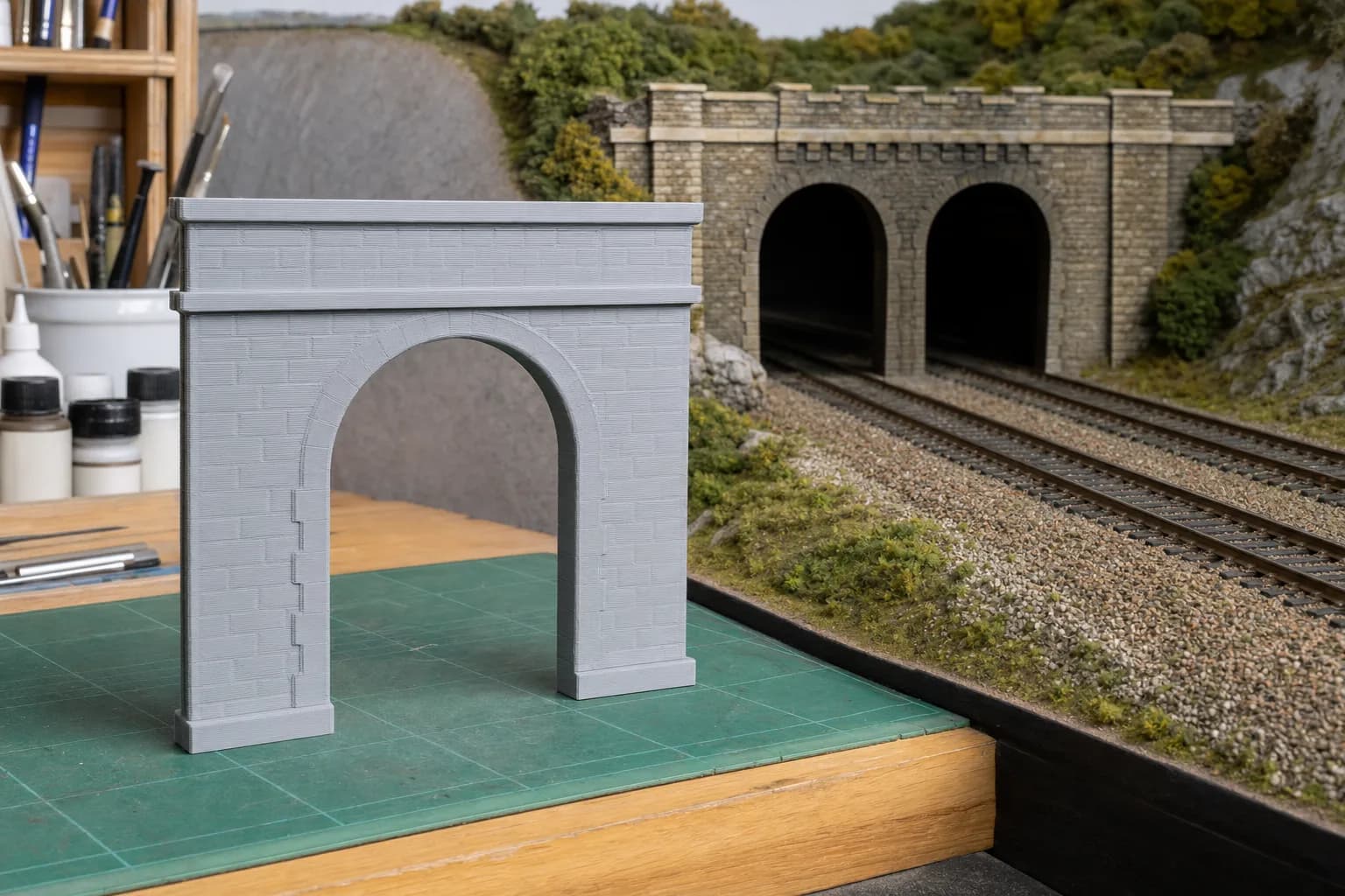 Comparison of an unpainted portal print and a painted scenic finish